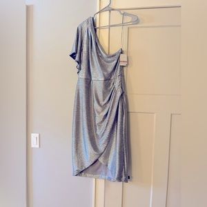 One shoulder metallic cocktail dress